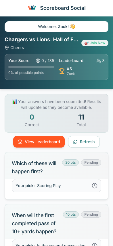 Game in progress sample